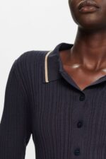 Women Esprit Petrol Blue Button Front Knit Polo Top Sweaters XF444422 - Image 3