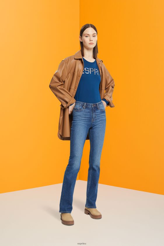 Women Esprit Petrol Blue Long-sleeved t-shirt with logo T-Shirts XF4444462 - Image 2
