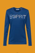 Women Esprit Petrol Blue Long-sleeved t-shirt with logo T-Shirts XF4444462 - Image 5