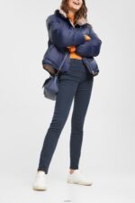 Women Esprit Petrol Blue Mid-rise slim fit stretch jeans Denim XF4444565 - Image 2
