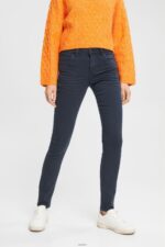 Women Esprit Petrol Blue Mid-rise slim fit stretch jeans Denim XF4444565