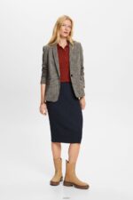 Women Esprit Petrol Blue Ribbed Knit Midi Skirt Skirts XF444421 - Image 2