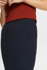 Women Esprit Petrol Blue Ribbed Knit Midi Skirt Skirts XF444421 - Image 3
