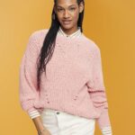 Women Esprit Pink Cable knit jumper Sweaters XF4444273