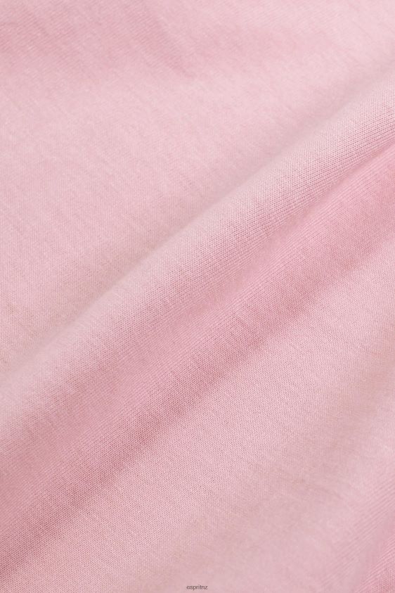 Women Esprit Pink Cotton T-shirt with embroidered logo T-Shirts XF4444152 - Image 4