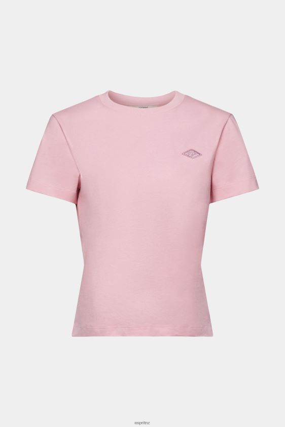 Women Esprit Pink Cotton T-shirt with embroidered logo T-Shirts XF4444152 - Image 5
