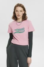Women Esprit Pink Cotton T-shirt with printed logo T-Shirts XF4444146