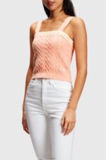 Women Esprit Pink Dolphin logo cable sweater camisole Sweaters XF4444410