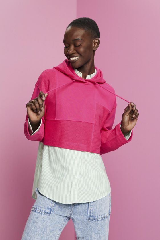 Women Esprit Pink Fuchsia Cropped patchwork hoodie Sweatshirts & Hoodies XF4444290 - Image 1