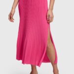 Women Esprit Pink Fuchsia Pleated midi skirt Skirts XF4444391