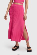 Women Esprit Pink Fuchsia Pleated midi skirt Skirts XF4444391