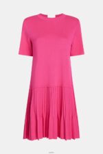 Women Esprit Pink Fuchsia Pleated peplum dress Dresses XF4444380 - Image 6