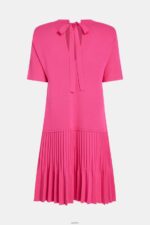 Women Esprit Pink Fuchsia Pleated peplum dress Dresses XF4444380 - Image 7