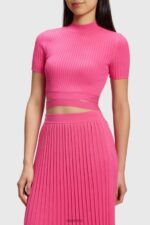 Women Esprit Pink Fuchsia Pleated top Sweaters XF4444379 - Image 2