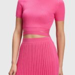 Women Esprit Pink Fuchsia Pleated top Sweaters XF4444379