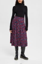 Women Esprit Pink Printed midi-skirt with gathers Skirts XF4444421