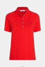Women Esprit Red Dolphin Tennis Club Classic Polo Polos XF4444498 - Image 4
