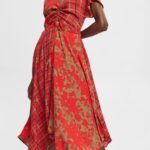 Women Esprit Red Mixed pattern dress, LENZING ECOVERO Dresses XF4444547