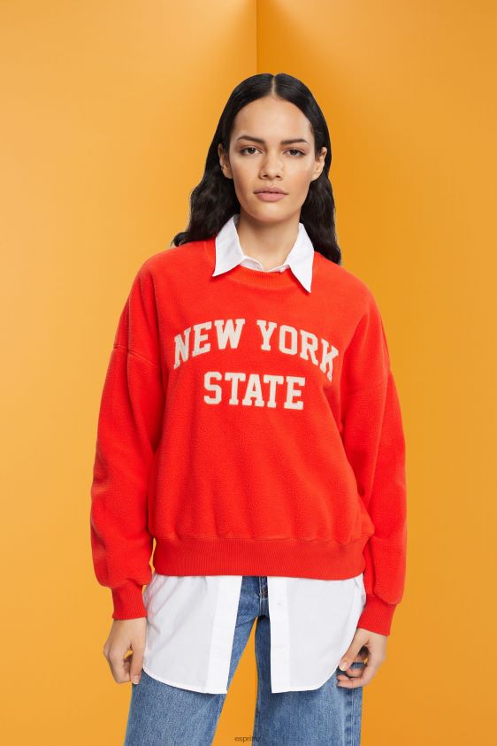 Women Esprit Red Teddy borg sweater collegiate sweatshirt Sweatshirts & Hoodies XF4444323 - Image 1