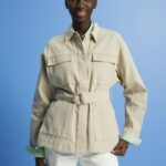 Women Esprit Sand Belted twill jacket Jackets XF4444292