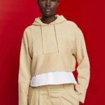 Women Esprit Sand Cropped patchwork hoodie Sweatshirts & Hoodies XF4444289