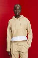 Women Esprit Sand Cropped patchwork hoodie Sweatshirts & Hoodies XF4444289