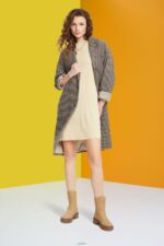 Women Esprit Sand Pleated fit and flare dress Dresses XF4444383 - Image 2