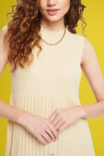 Women Esprit Sand Pleated fit and flare dress Dresses XF4444383 - Image 3