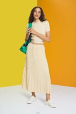 Women Esprit Sand Pleated midi skirt Skirts XF4444483 - Image 2