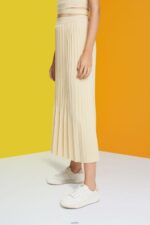 Women Esprit Sand Pleated midi skirt Skirts XF4444483