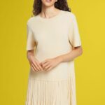 Women Esprit Sand Pleated peplum dress Dresses XF4444489