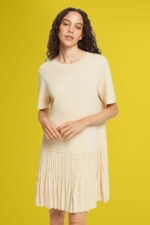 Women Esprit Sand Pleated peplum dress Dresses XF4444489