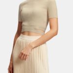 Women Esprit Sand Pleated top Sweaters XF4444376