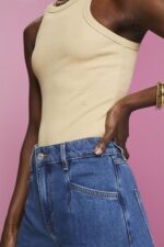 Women Esprit Sand Ribbed tank top Tank XF4444282 - Image 3
