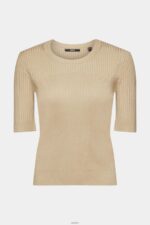 Women Esprit Sand Short-sleeved ribbed sweater Sweaters XF4444318 - Image 5
