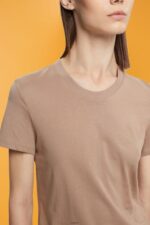 Women Esprit Taupe Cotton crewneck t-shirt T-Shirts XF4444457 - Image 3