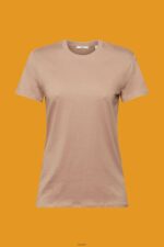 Women Esprit Taupe Cotton crewneck t-shirt T-Shirts XF4444457 - Image 5