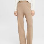 Women Esprit Taupe High-rise rib knit trousers Trousers & Pants XF4444467