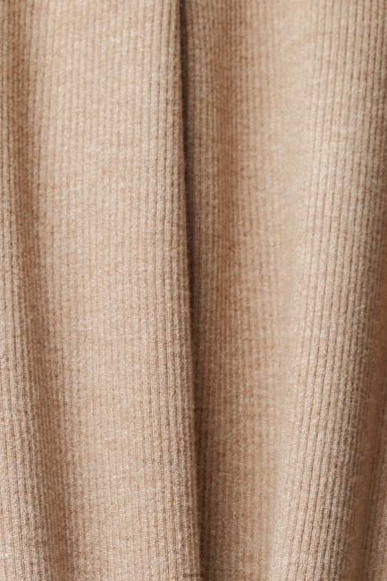 Women Esprit Taupe High-rise rib knit trousers Trousers & Pants XF4444467 - Image 4