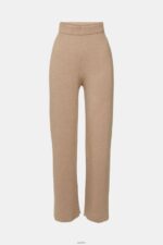 Women Esprit Taupe High-rise rib knit trousers Trousers & Pants XF4444467 - Image 5
