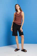 Women Esprit Terracotta Mouline sleeveless jumper, cotton blend Sweaters XF4444106 - Image 2