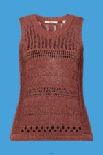 Women Esprit Terracotta Mouline sleeveless jumper, cotton blend Sweaters XF4444106 - Image 5