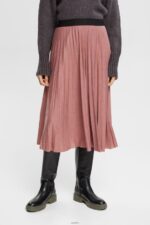 Women Esprit Terracotta Pleated midi skirt Skirts XF4444433