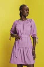 Women Esprit Violet Off-shoulder poplin mini dress Dresses XF4444180