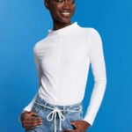 Women Esprit White Boat neck long sleeve top Long Sleeve XF4444369