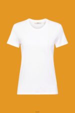 Women Esprit White Cotton crewneck t-shirt T-Shirts XF4444456 - Image 5