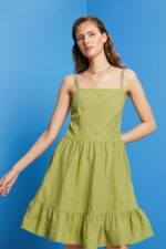 Women Esprit White Cotton mini dress Dresses XF444442