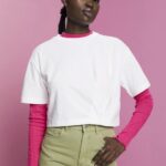 Women Esprit White Cropped crewneck T-shirt T-Shirts XF4444194