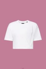 Women Esprit White Cropped crewneck T-shirt T-Shirts XF4444194 - Image 5