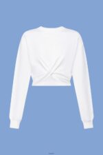 Women Esprit White Cropped knot detail sweatshirt Sweatshirts & Hoodies XF4444217 - Image 5